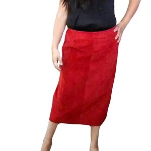 DANIER WOMENS RED SIZE 12 GENUINE LEATHER SKIRT